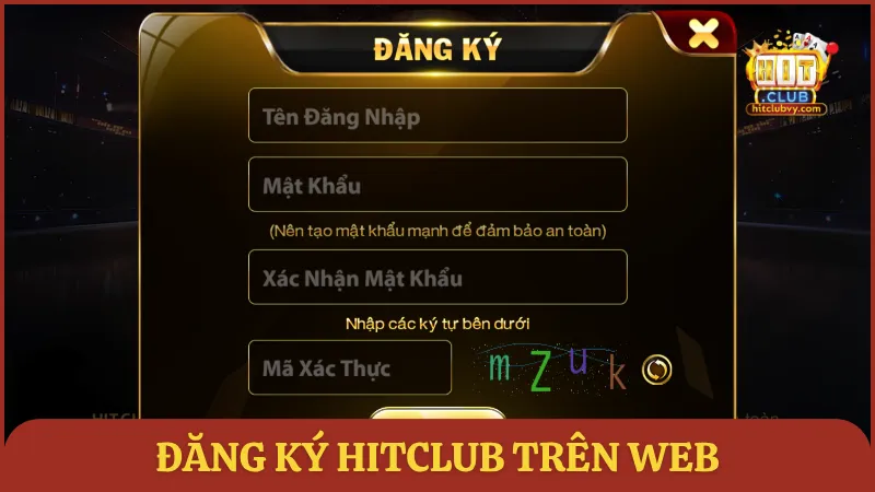 Biểu mẫu đăng ký tài khoản HITCLUB trên web