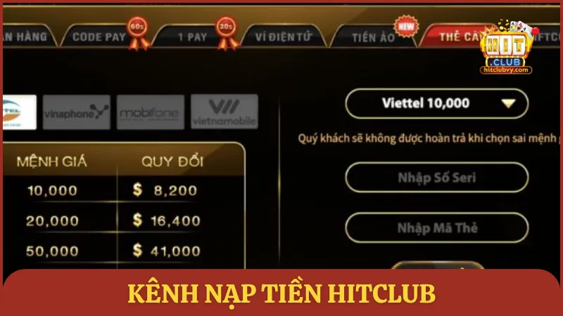 Kênh nạp tiền HITCLUB